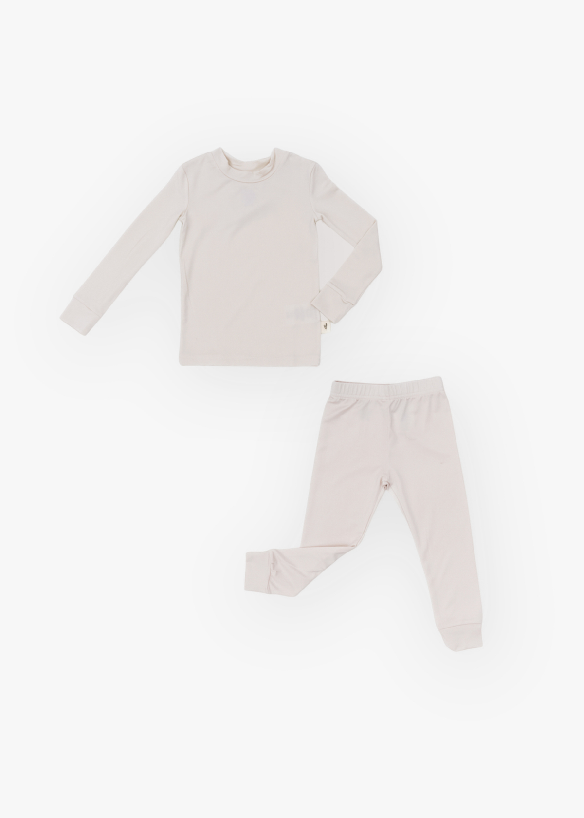 Milana Label kids long sleeve set in Birch, a warm neutral tone.