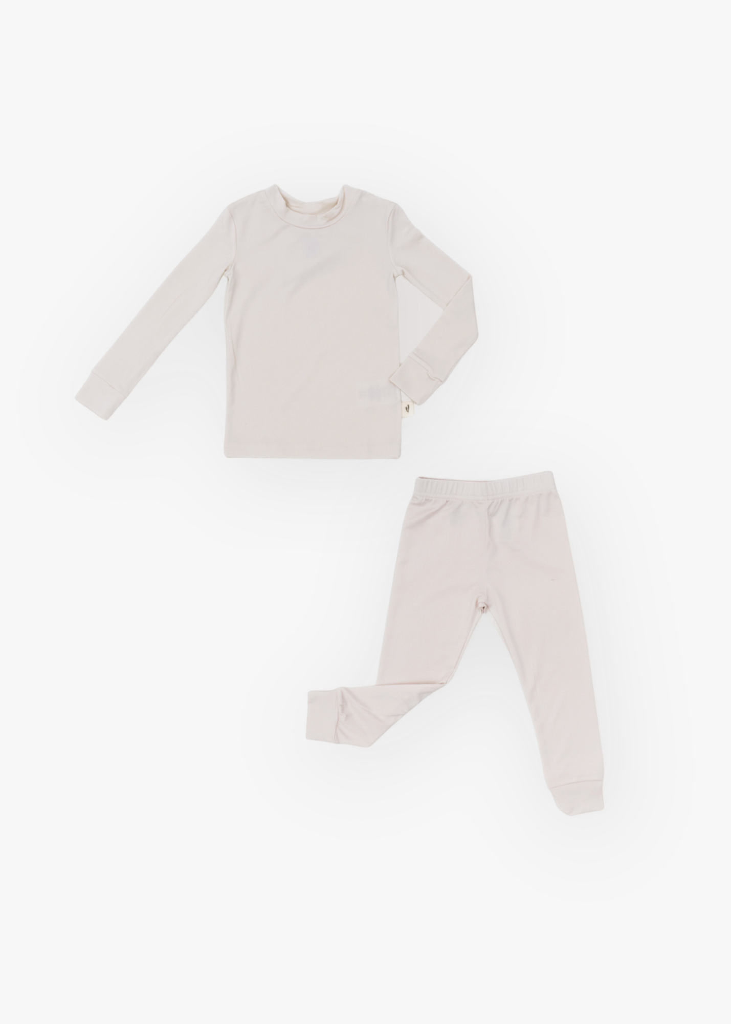 Milana Label kids long sleeve set in Birch, a warm neutral tone.