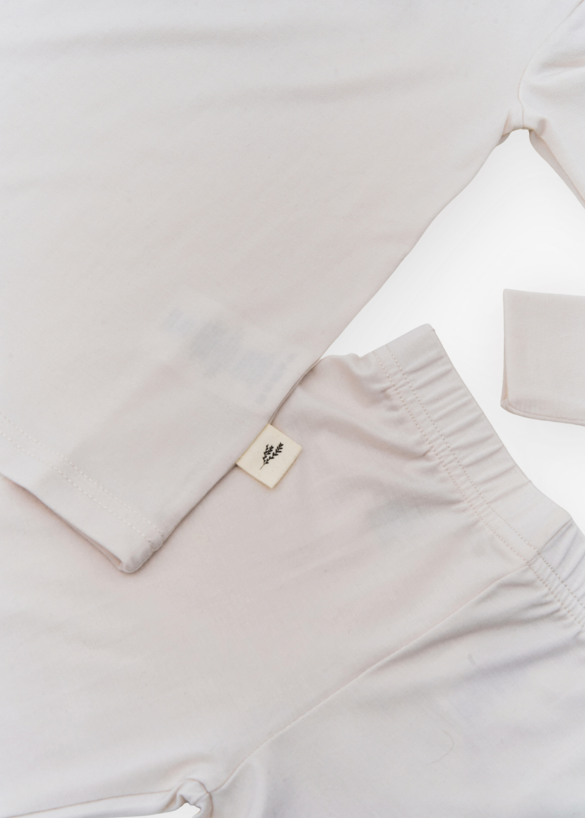 Milana Label kids long sleeve set in Birch, a warm neutral tone.