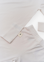 Milana Label kids long sleeve set in Birch, a warm neutral tone.