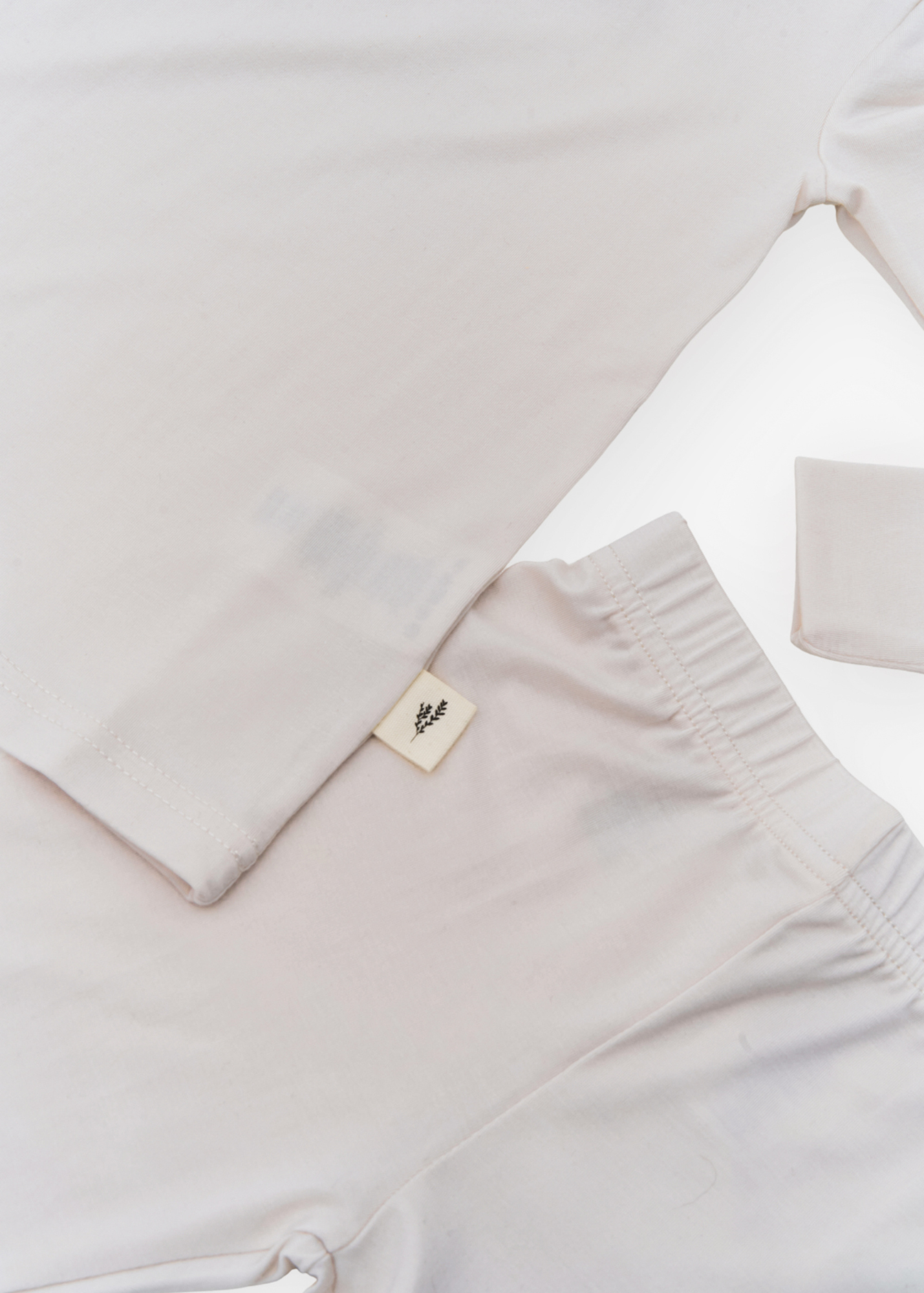 Milana Label kids long sleeve set in Birch, a warm neutral tone.