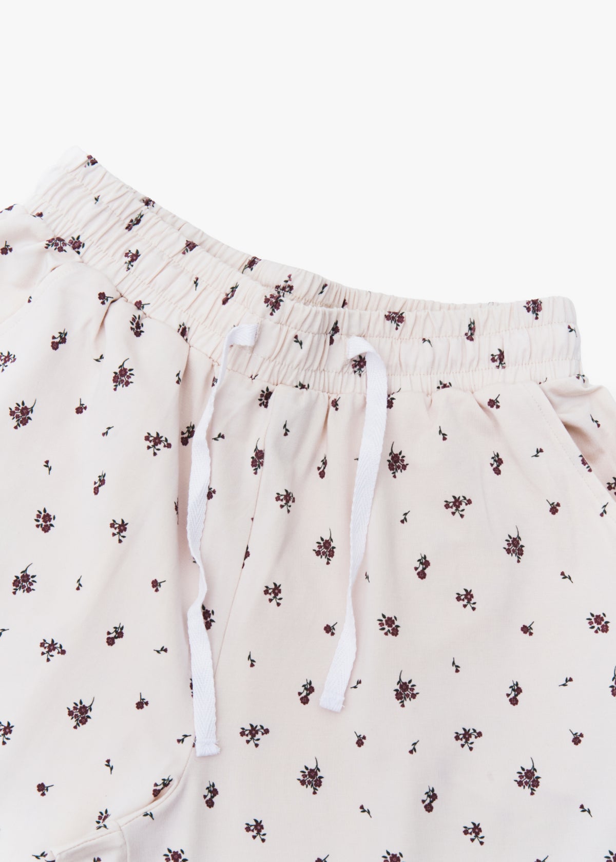 Milana Label women's lounge set in Birch Floral, a warm neutral tone, photographed flat against a white background.