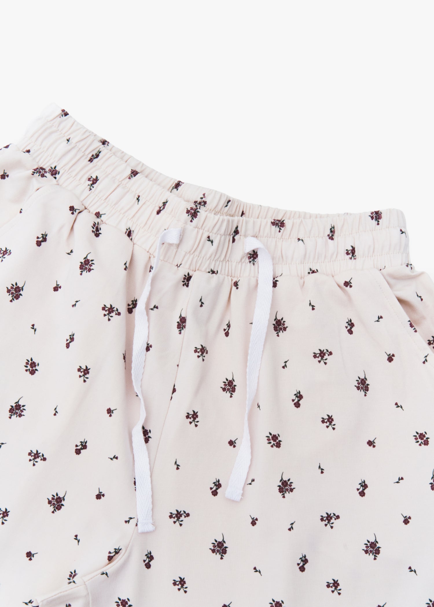 Milana Label women's lounge set in Birch Floral, a warm neutral tone, photographed flat against a white background.