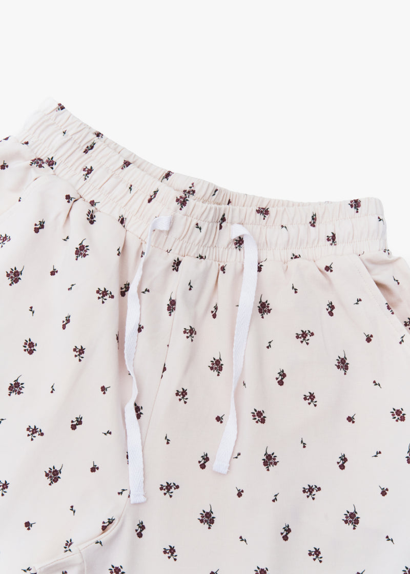Milana Label women's lounge set in Birch Floral, a warm neutral tone, photographed flat against a white background.