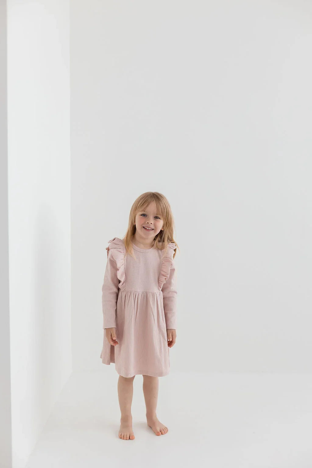 Ribbed Flutter Dress | Blush - Mila & Co.