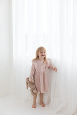 Ribbed Flutter Dress | Blush - Mila & Co.