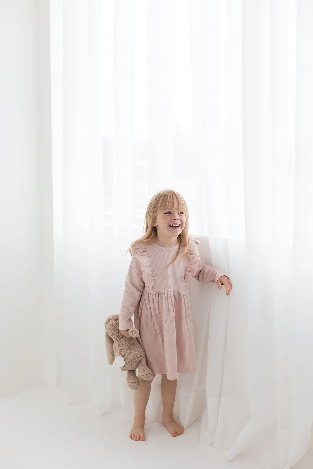 Ribbed Flutter Dress | Blush - Mila & Co.