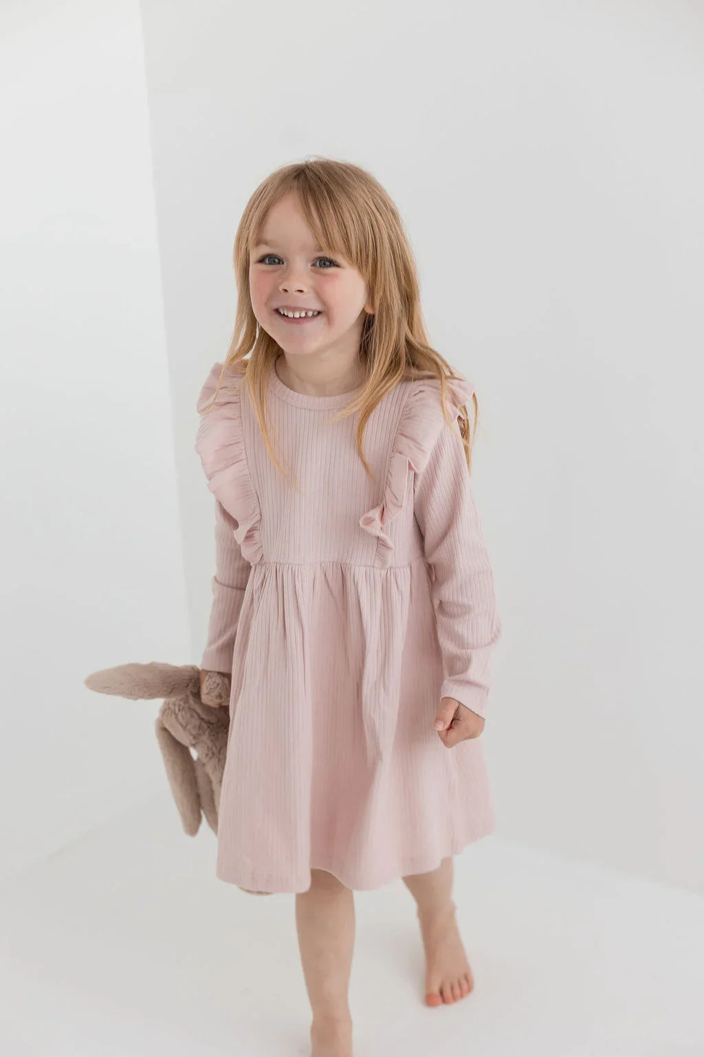 Ribbed Flutter Dress | Blush - Mila & Co.