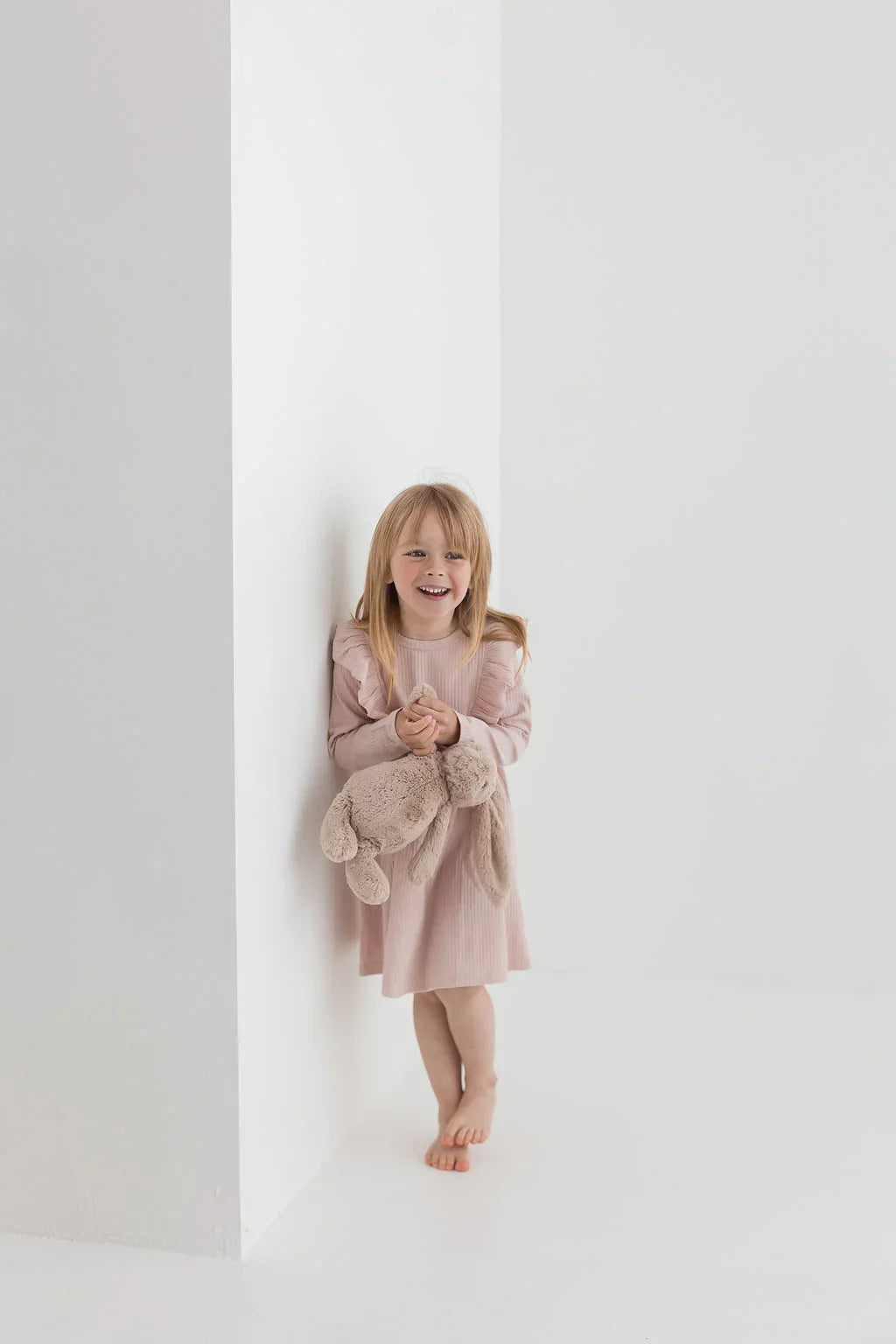 Ribbed Flutter Dress | Blush - Mila & Co.