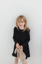Ribbed Flutter Dress | Black - Mila & Co.