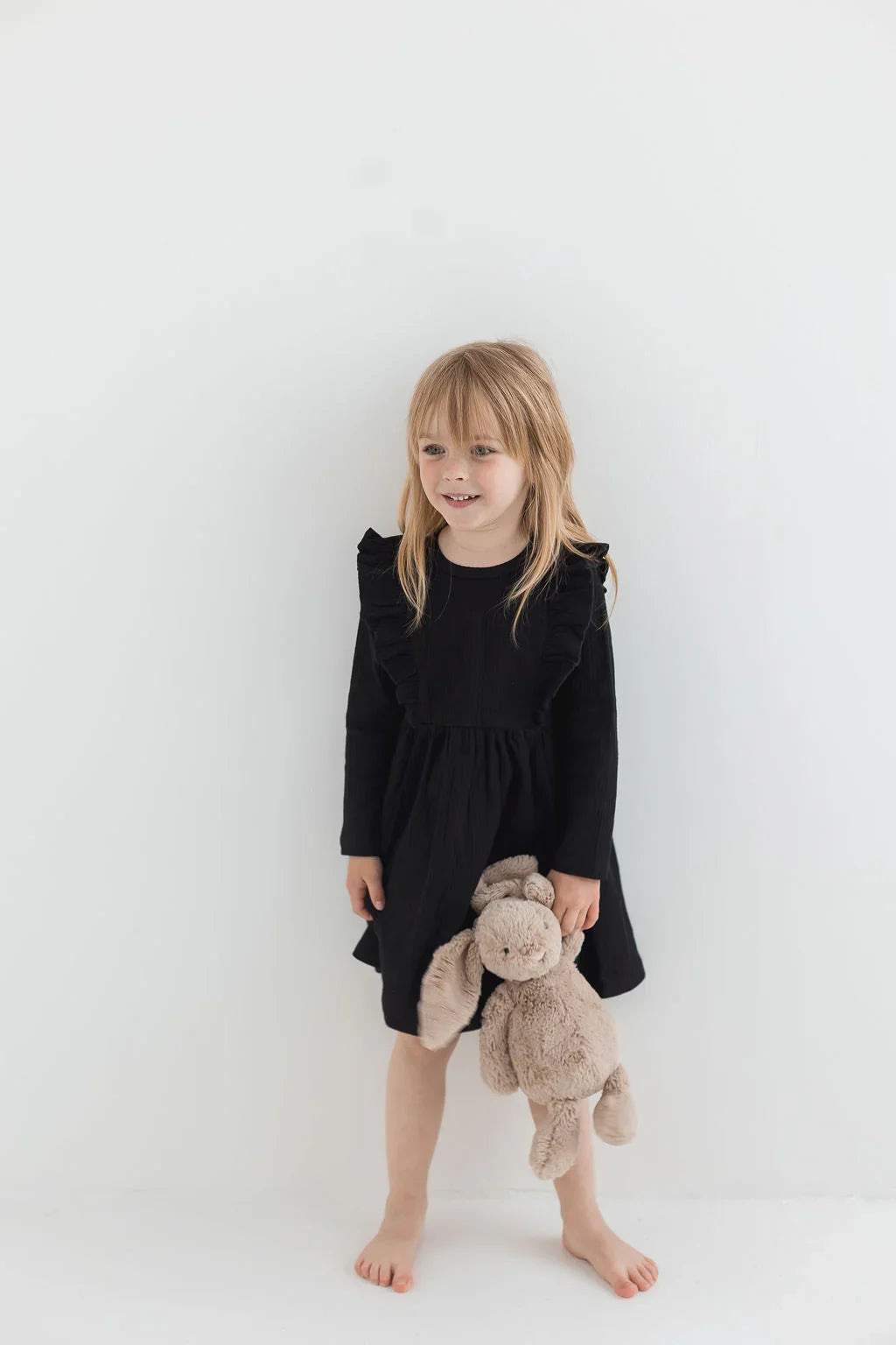 Ribbed Flutter Dress | Black - Mila & Co.