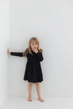 Ribbed Flutter Dress | Black - Mila & Co.