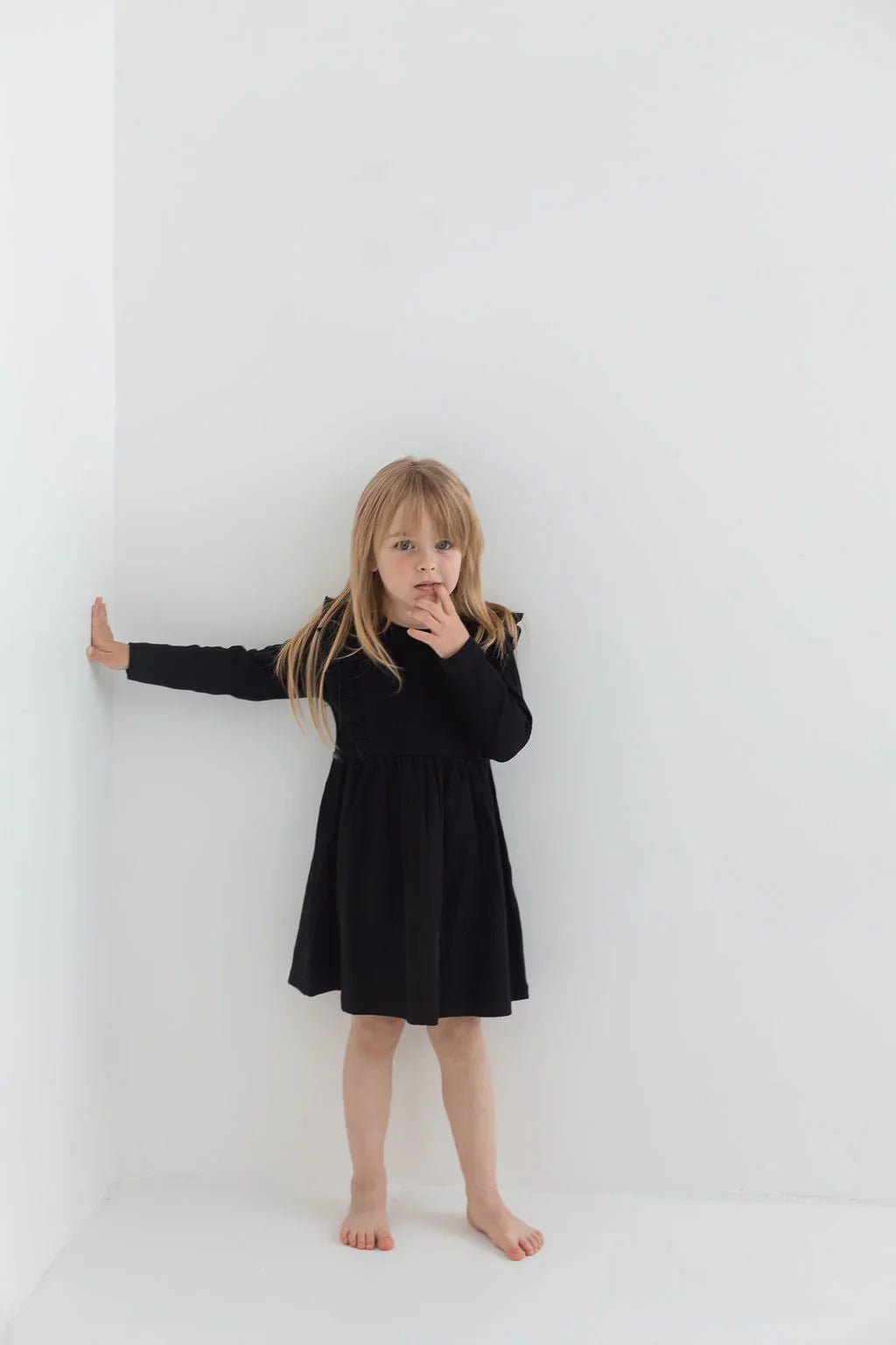 Ribbed Flutter Dress | Black - Mila & Co.
