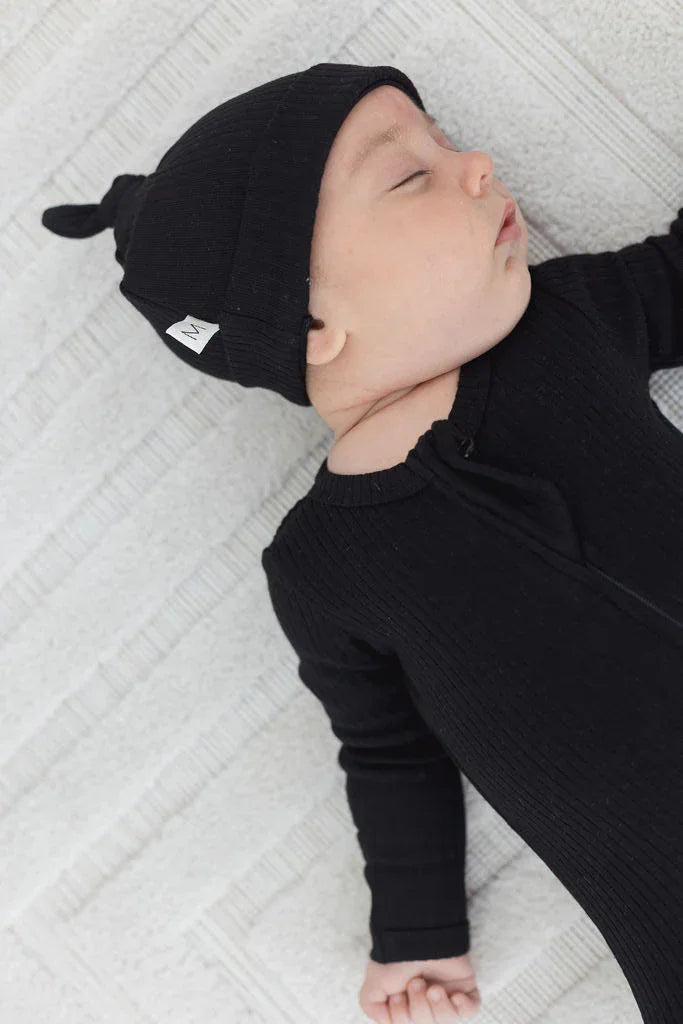 Ribbed Footie | Black - Mila & Co.