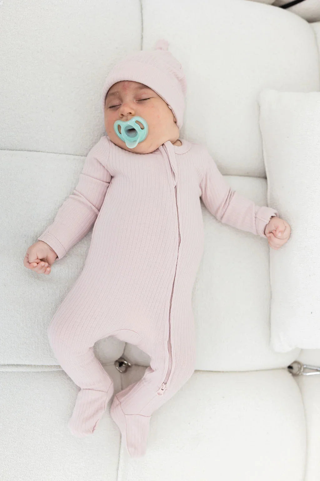 Ribbed Footie | Blush - Mila & Co.
