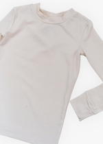 Milana Label kids long sleeve set in Birch, a warm neutral tone.