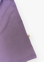 Milana Label women's short sleeve top and wide leg pant set in Wild Mulberry, a muted dusty purple tone.