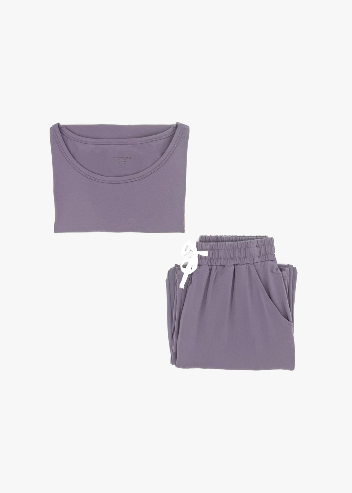 Milana Label Women's Lounge Set in the colour Wild Mulberry on an off-white background.