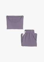 Milana Label Women's Lounge Set in the colour Wild Mulberry on an off-white background.