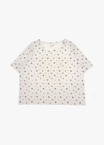 Milana Label Women's Lounge Set in the colour Birch Floral on an off-white background. Highlighting the top.