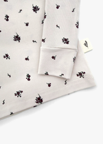 Milana Label Long Sleeve PJ Set  in the colour Birch Floral on an off white background. Highlighting the cuff and hem.