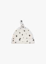 Milana Label Baby Knot Hat in the colour Birch Floral on an off-white background.