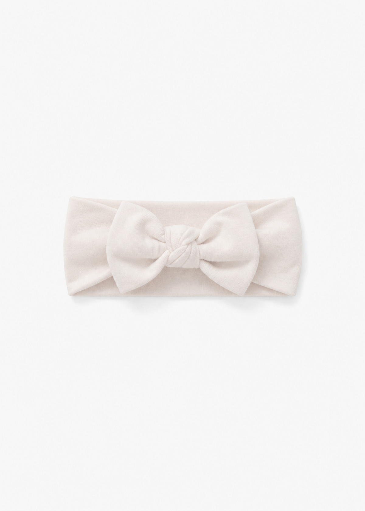 Milana Label baby bow headband in Birch, a warm neutral tone, photographed flat against a white background.