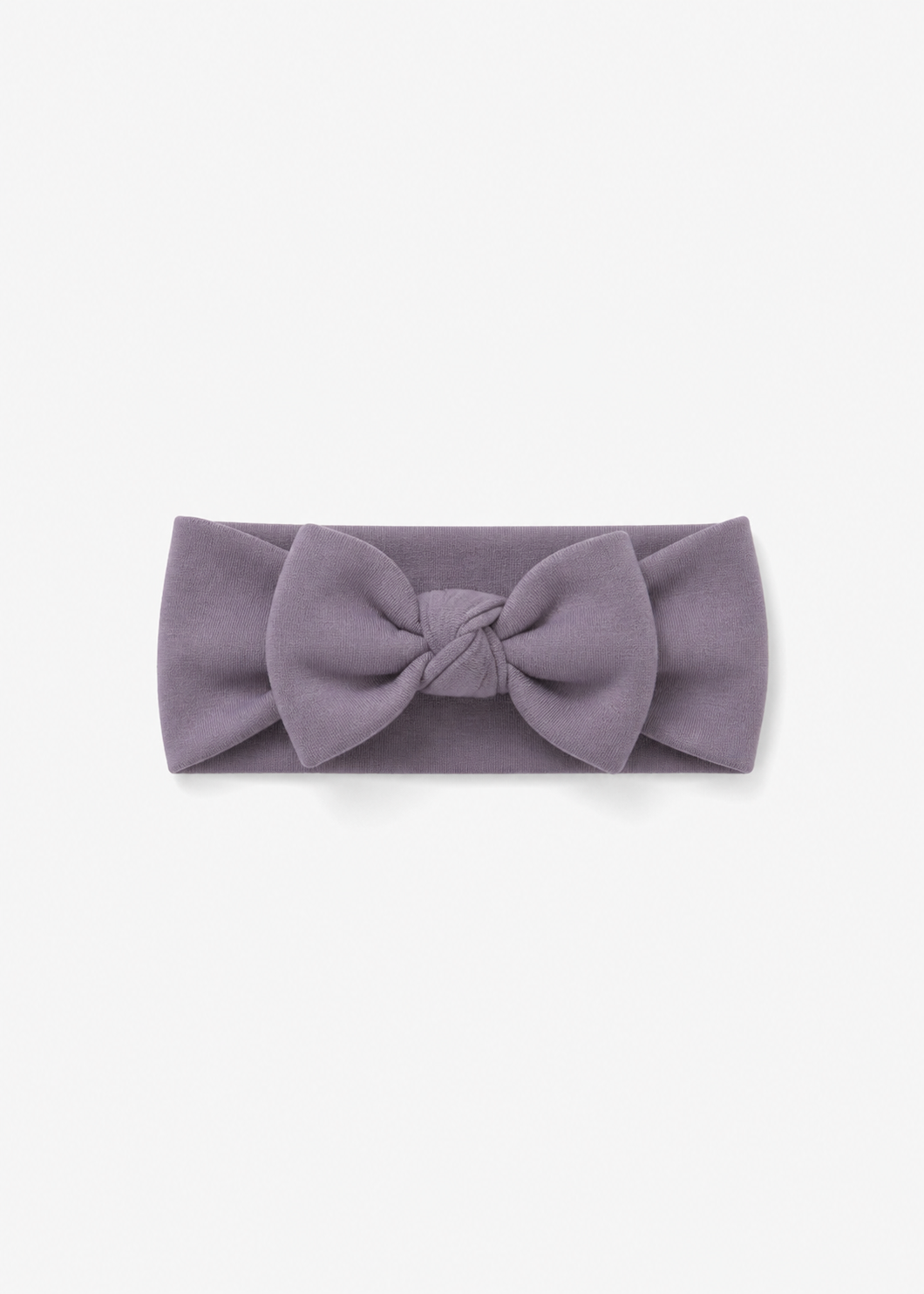Milana Label baby bow headband in Wild Mulberry, a muted dusty purple tone, photographed flat against a white background.
