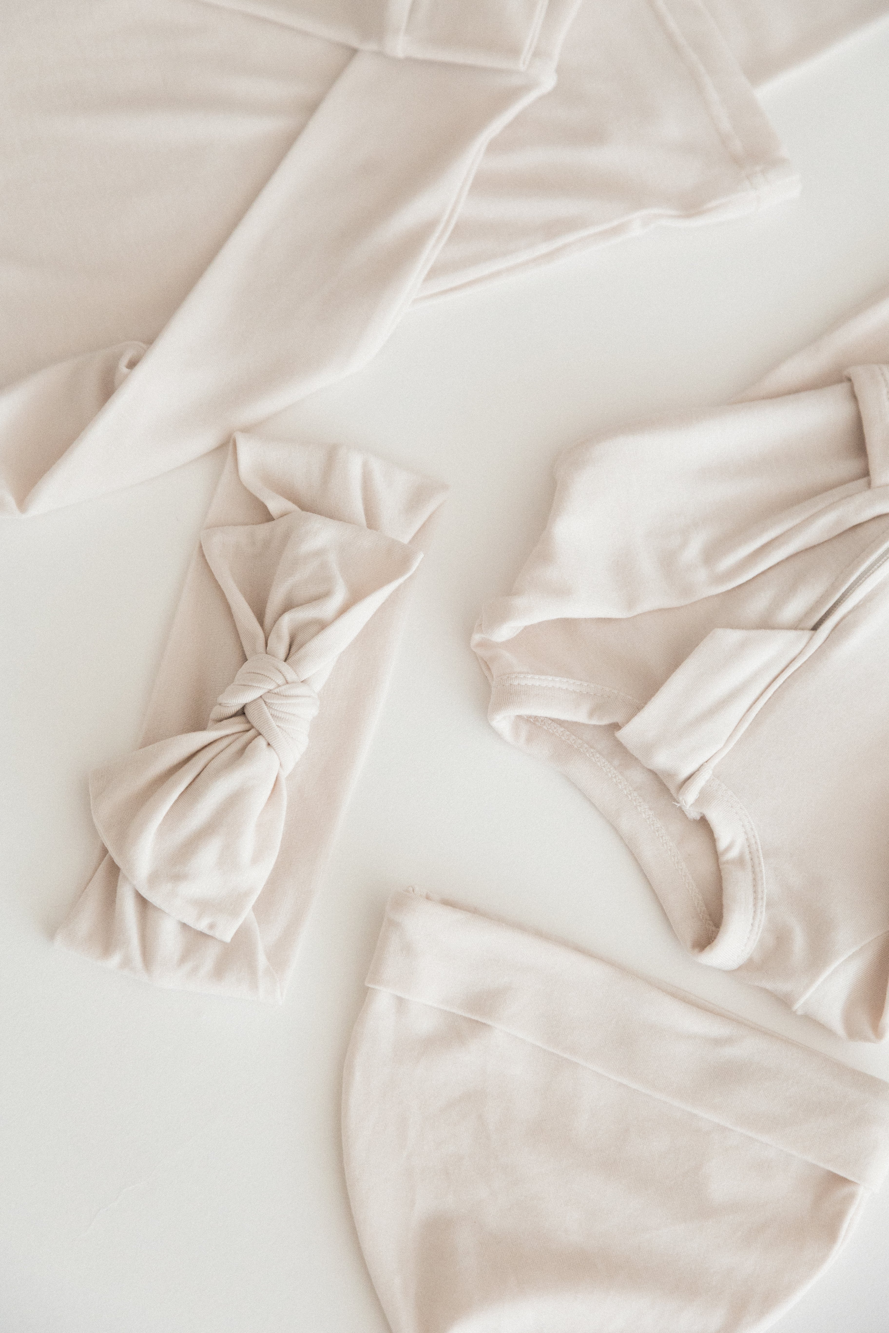 A close up of Milana Label's neutral pj collection.