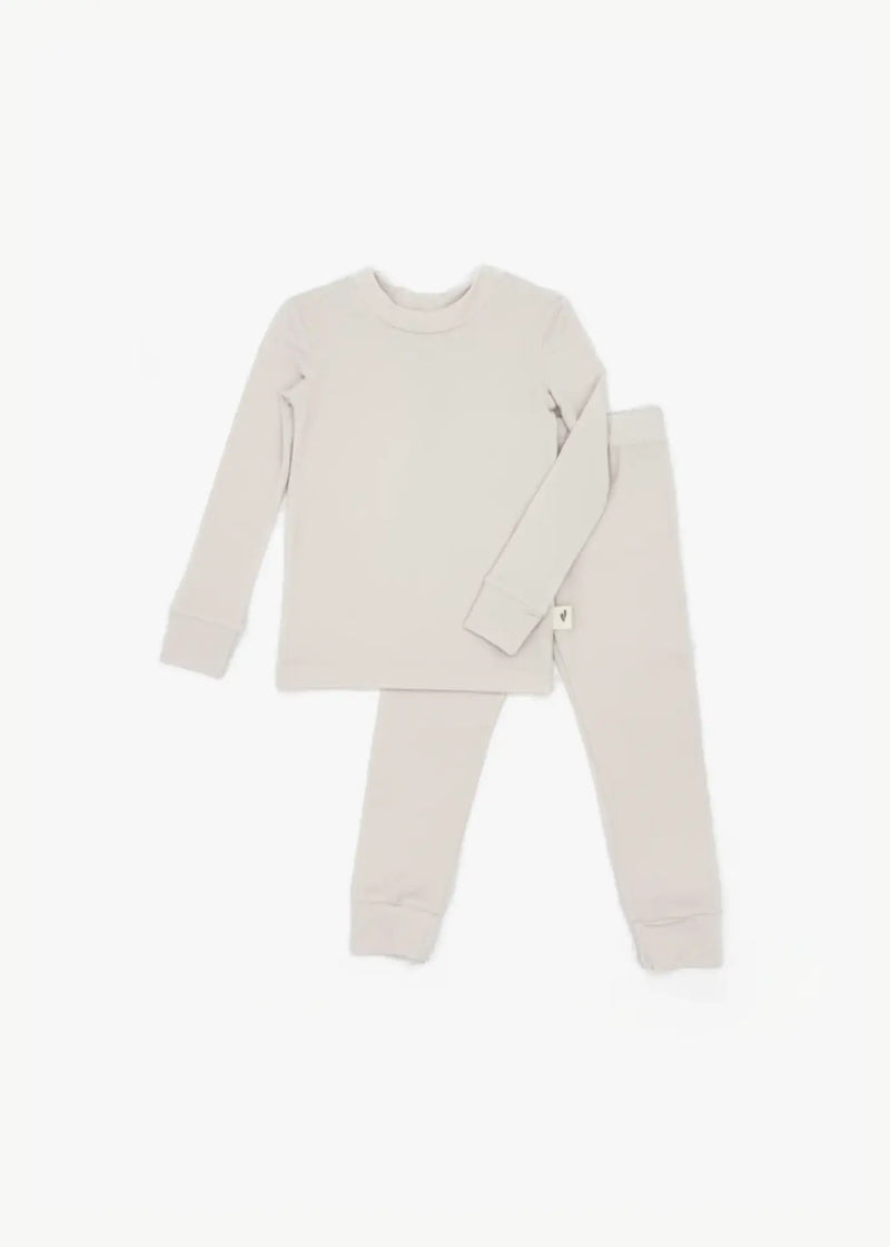 Milana Label Long Sleeve PJ Set  in the colour Birch on an off white background.