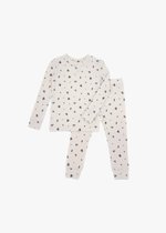 Milana Label Long Sleeve PJ Set  in the colour Birch Floral on an off white background.
