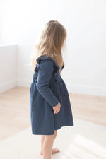 Ribbed Flutter Dress | Navy - Mila & Co.