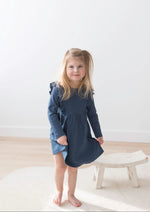 Ribbed Flutter Dress | Navy - Mila & Co.