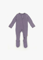 Milana Label Zippered Sleeper in the colour Wild Mulberry on an off white background.