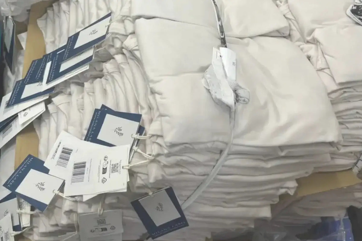 A bulk stack of Milana Label women's lounge sets in Taiwan at our factory DJIC.