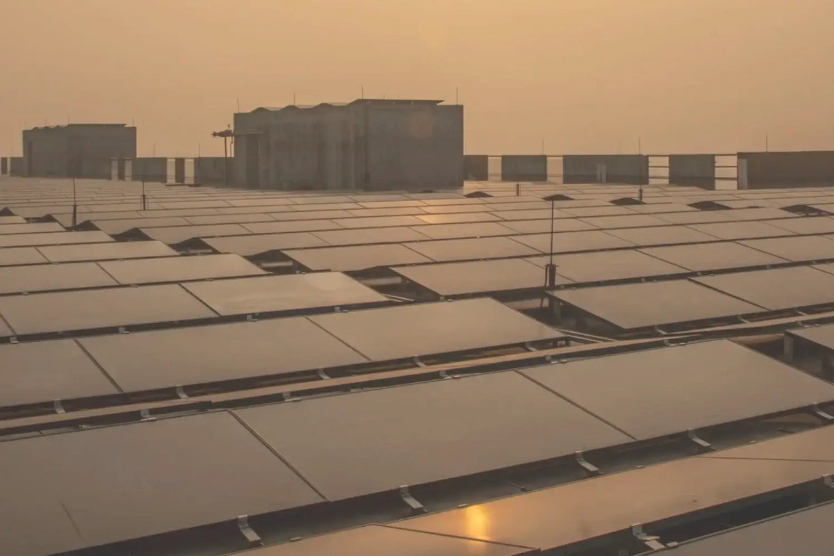 A photo of the solar panel system used by Echotex our manufacturing partner in Bangladesh.